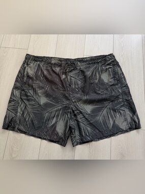 Islander Dark Green Palm-Print Swim Trunks